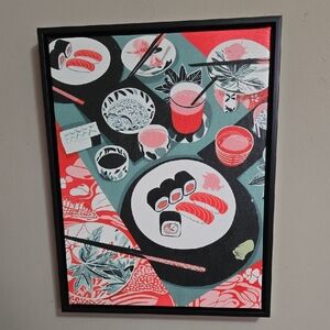 Sushi Art Print in Black Frame, NWOT